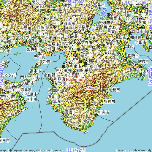 Topographic map of Hashimoto