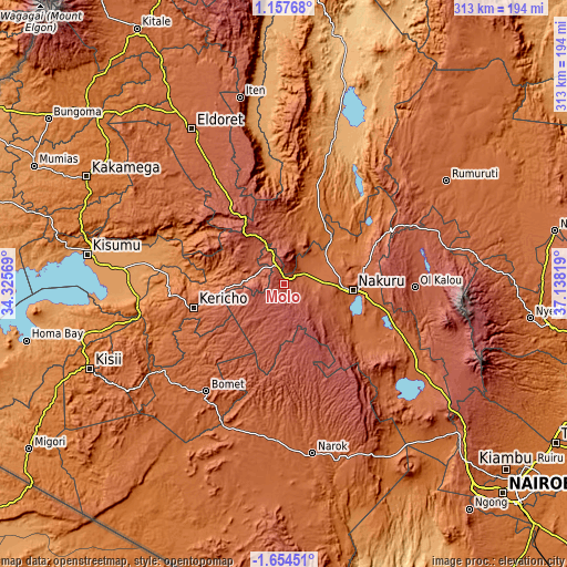Topographic map of Molo