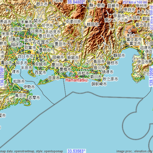 Topographic map of Hamamatsu
