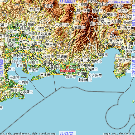 Topographic map of Hamakita