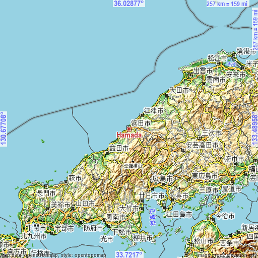 Topographic map of Hamada