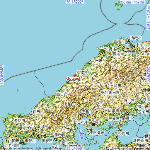 Topographic map of Gōtsuchō