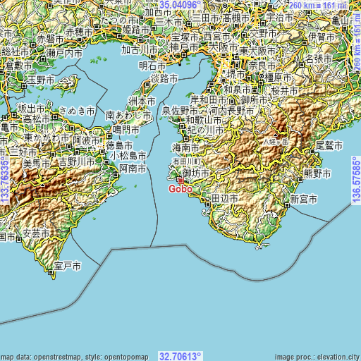 Topographic map of Gobō