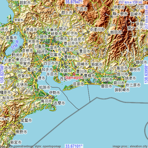 Topographic map of Gamagōri