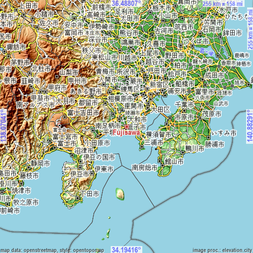 Topographic map of Fujisawa
