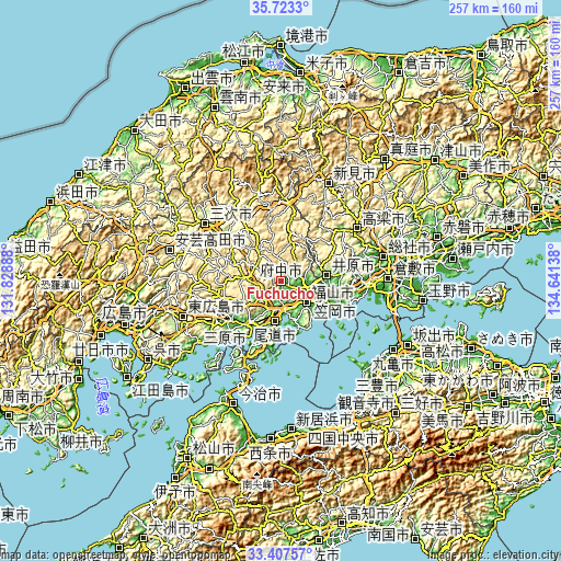 Topographic map of Fuchūchō