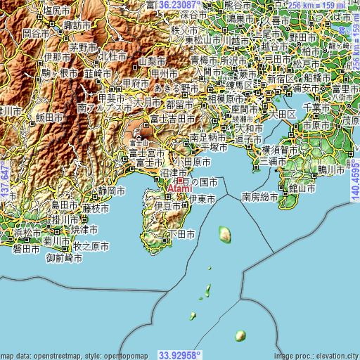 Topographic map of Atami