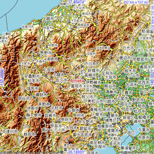 Topographic map of Annaka