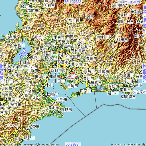 Topographic map of Anjō