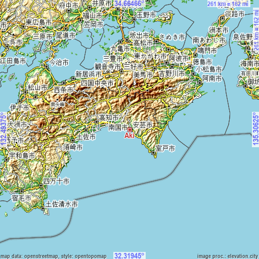 Topographic map of Aki