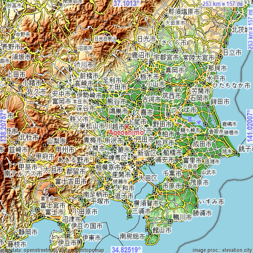Topographic map of Ageoshimo