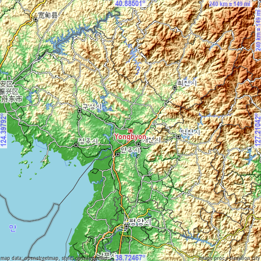 Topographic map of Yŏngbyŏn