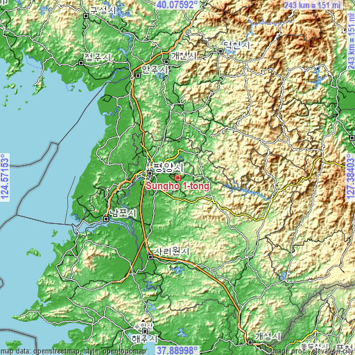 Topographic map of Sŭngho 1-tong