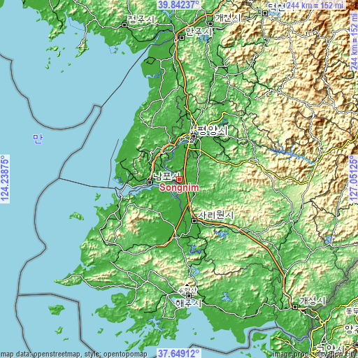 Topographic map of Songnim