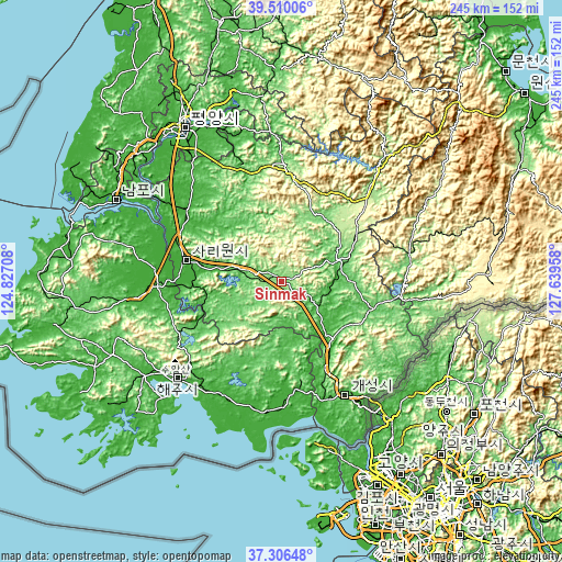 Topographic map of Sinmak