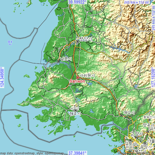 Topographic map of Sariwŏn