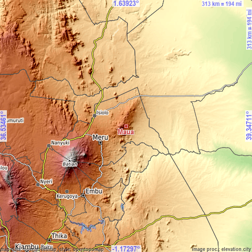 Topographic map of Maua