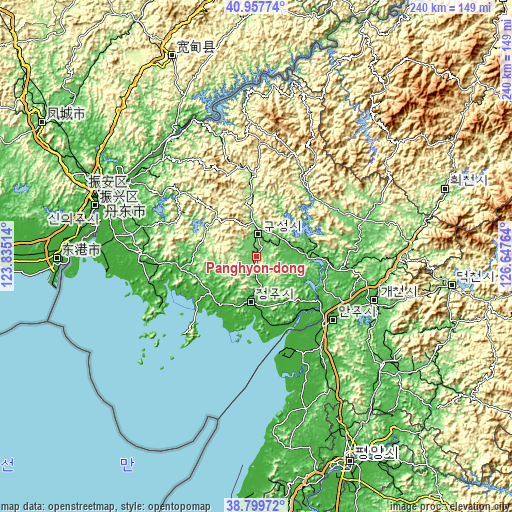Topographic map of Panghyŏn-dong