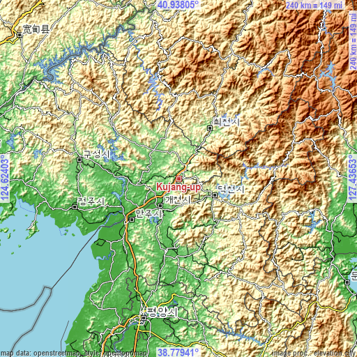 Topographic map of Kujang-ŭp