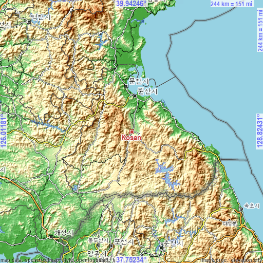 Topographic map of Kosan