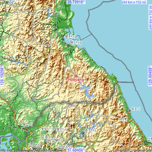 Topographic map of Hoeyang