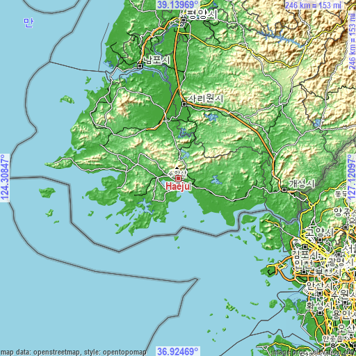 Topographic map of Haeju