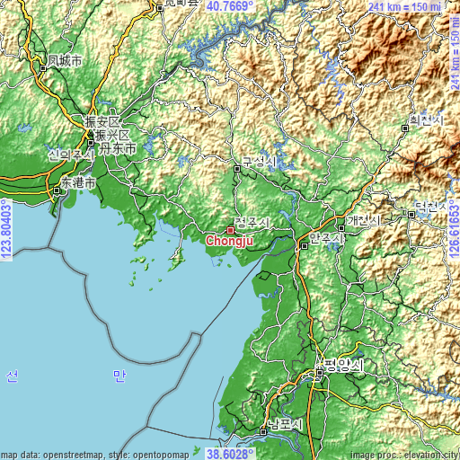 Topographic map of Chŏngju