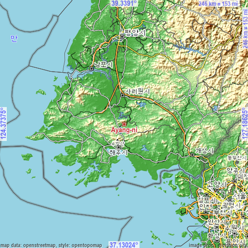 Topographic map of Ayang-ni