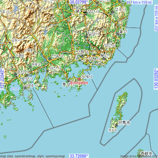 Topographic map of Sinhyeon