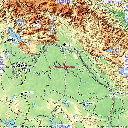 Topographic map of Phon Charoen