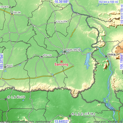 Topographic map of Samrong