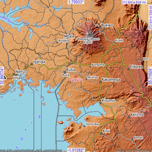 Topographic map of Lugulu