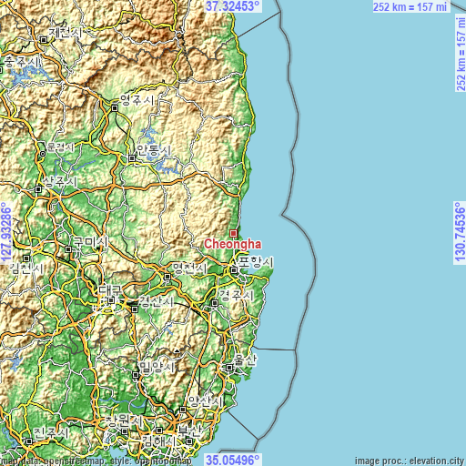 Topographic map of Cheongha