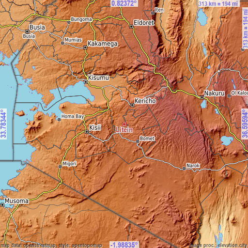 Topographic map of Litein