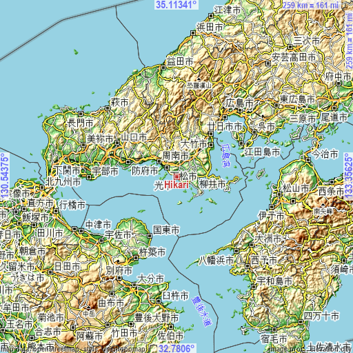 Topographic map of Hikari