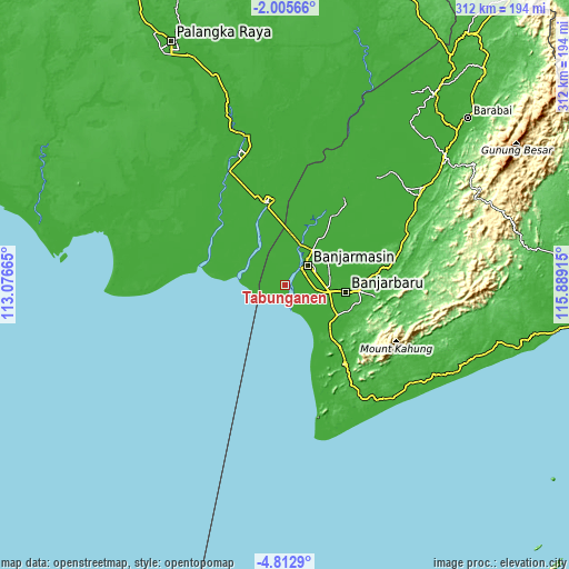 Topographic map of Tabunganen
