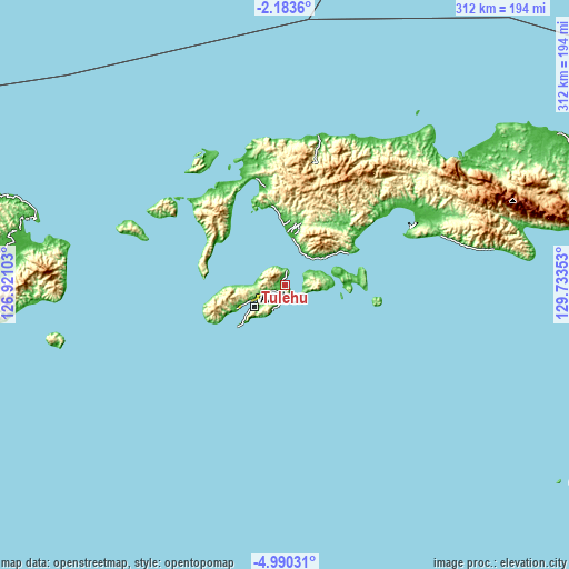 Topographic map of Tulehu