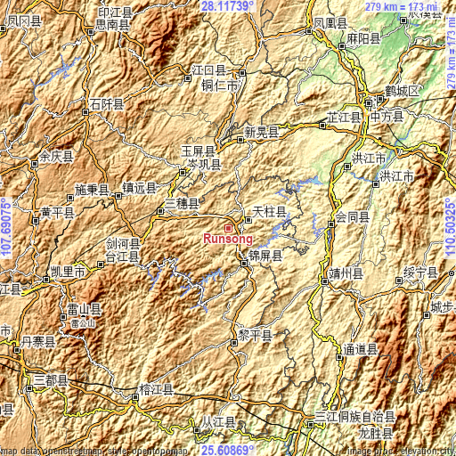 Topographic map of Runsong