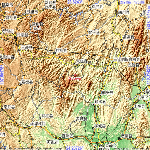 Topographic map of Gaowu
