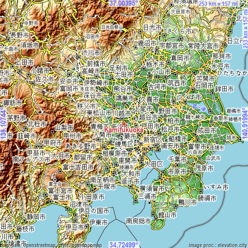 Topographic map of Kamifukuoka