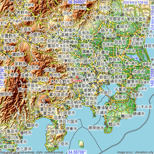 Topographic map of Fussa