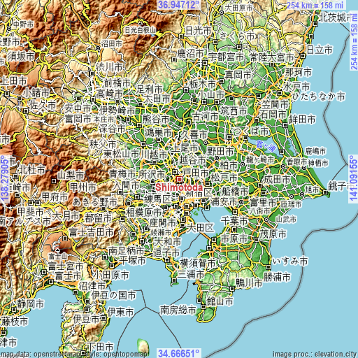 Topographic map of Shimotoda