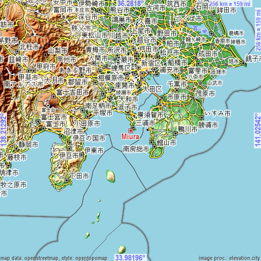 Topographic map of Miura