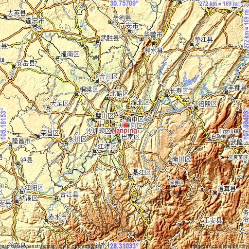 Topographic map of Nanping