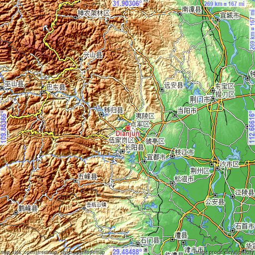 Topographic map of Dianjun