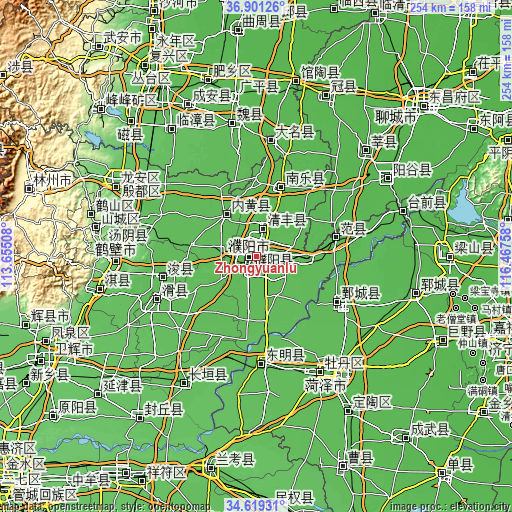 Topographic map of Zhongyuanlu