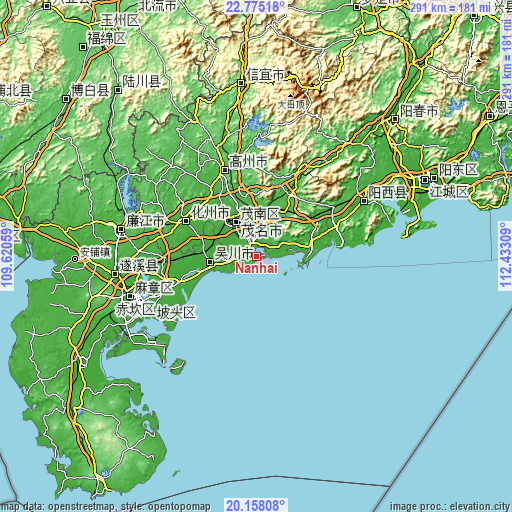 Topographic map of Nanhai