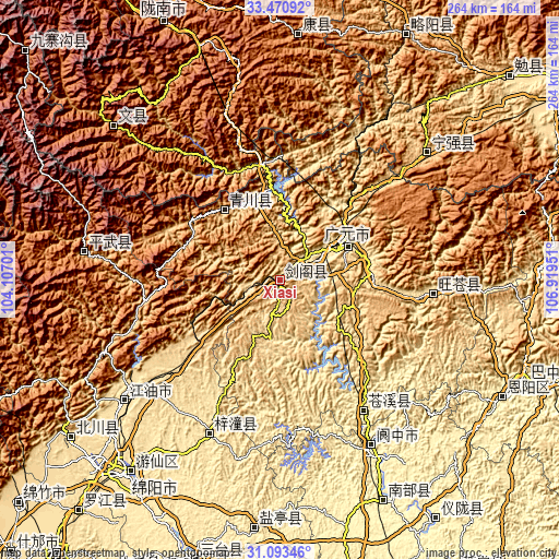 Topographic map of Xiasi