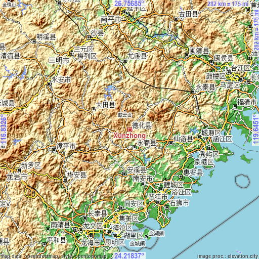 Topographic map of Xunzhong