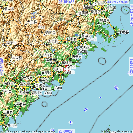 Topographic map of Baiqi